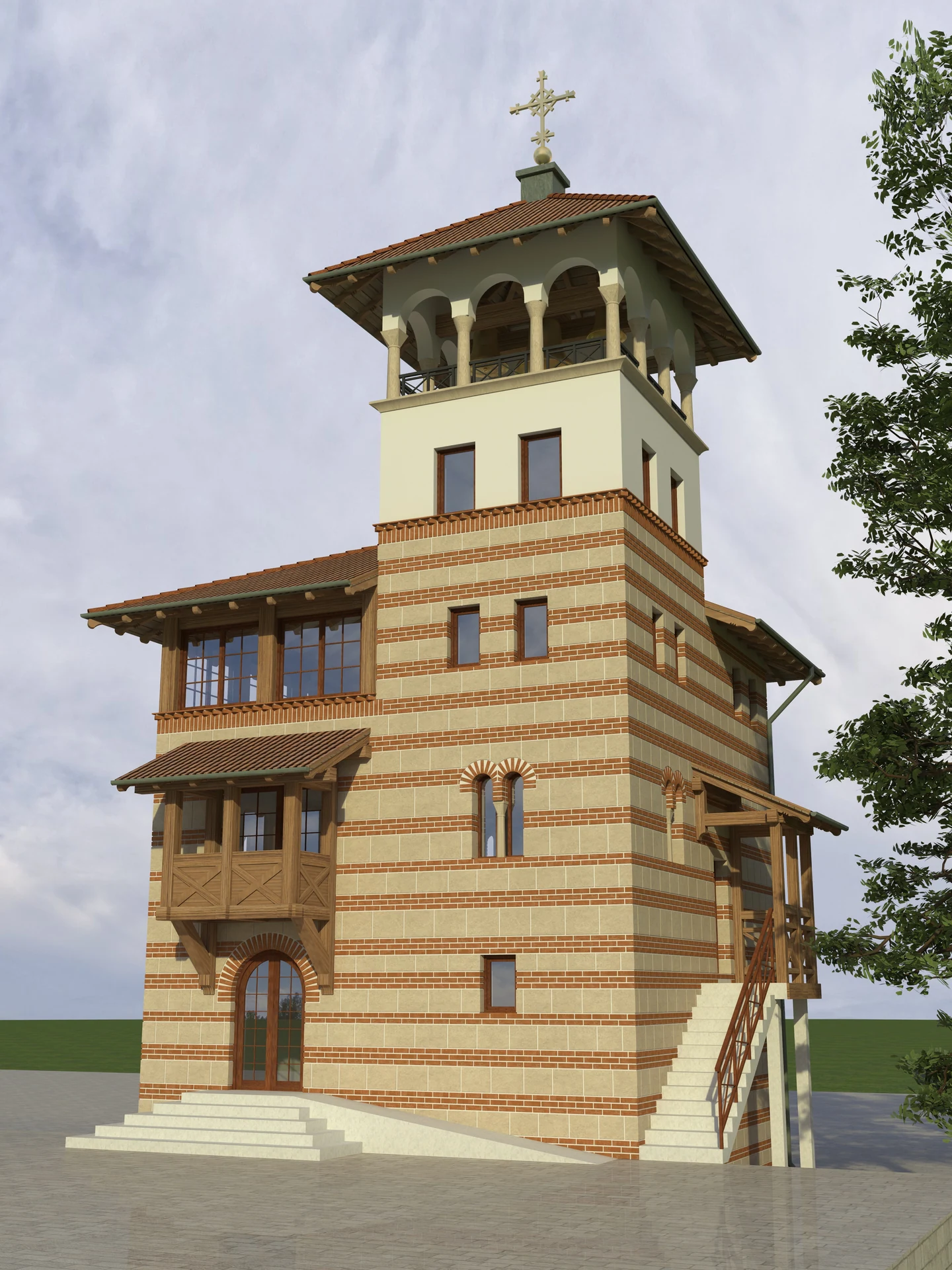Реконструкција парохијскиг дома са звоником, Порта храма светог кнеза Лазара, Пиносава — slika 1